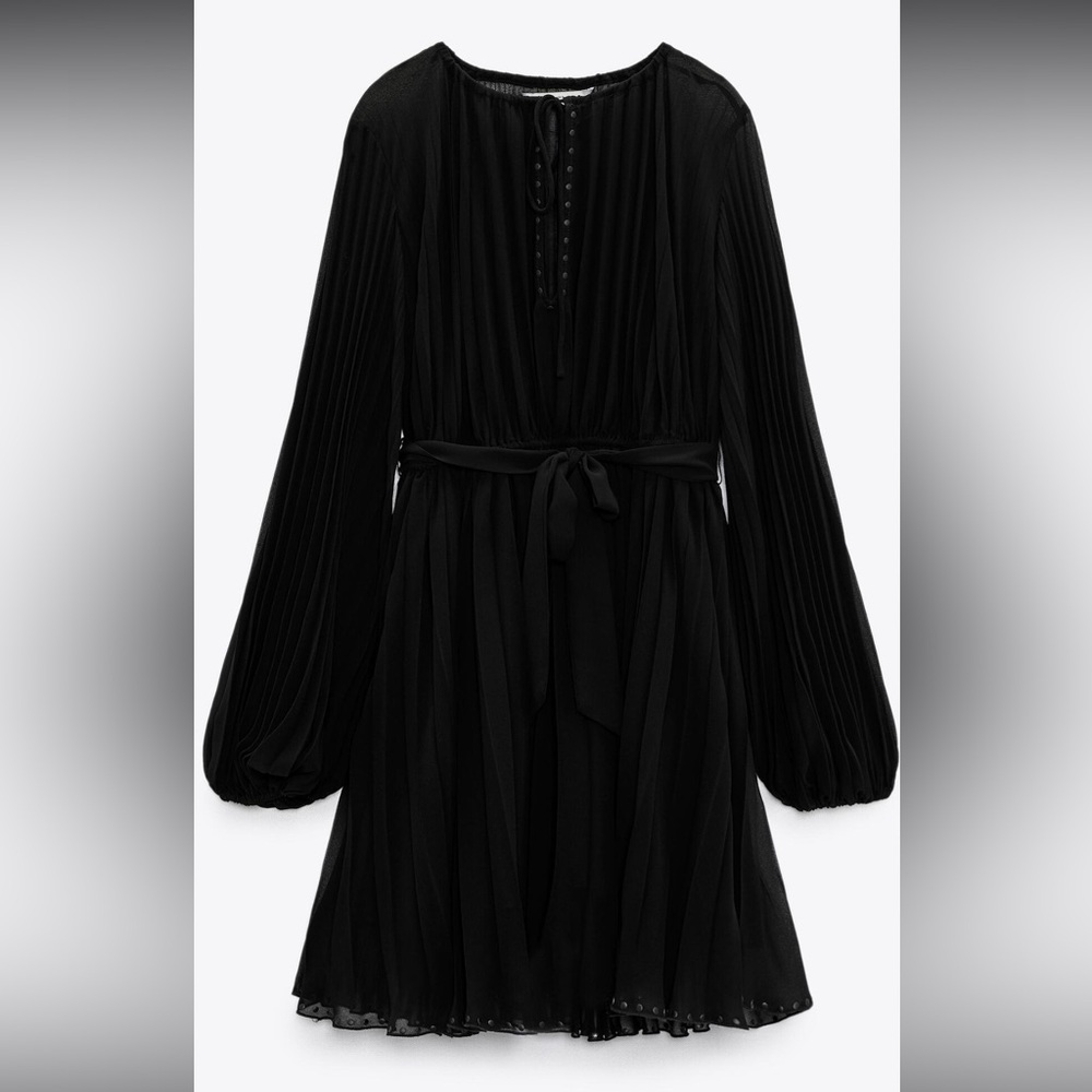 Zara Black Pleated Dress